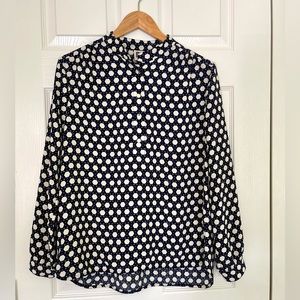 Anne Klein -dark blue and white printed blouse Size M